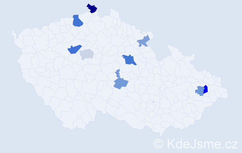 Příjmení: 'Čambál', počet výskytů 19 v celé ČR