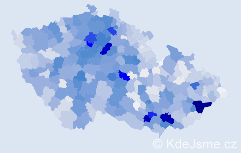 Příjmení: 'Šťastný', počet výskytů 6119 v celé ČR