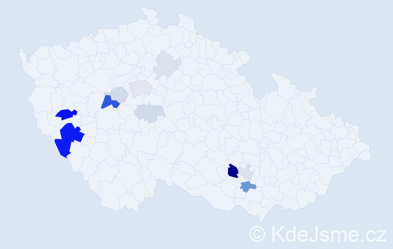 Příjmení: 'Baštař', počet výskytů 42 v celé ČR