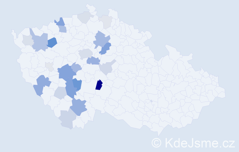 Příjmení: 'Kortán', počet výskytů 63 v celé ČR