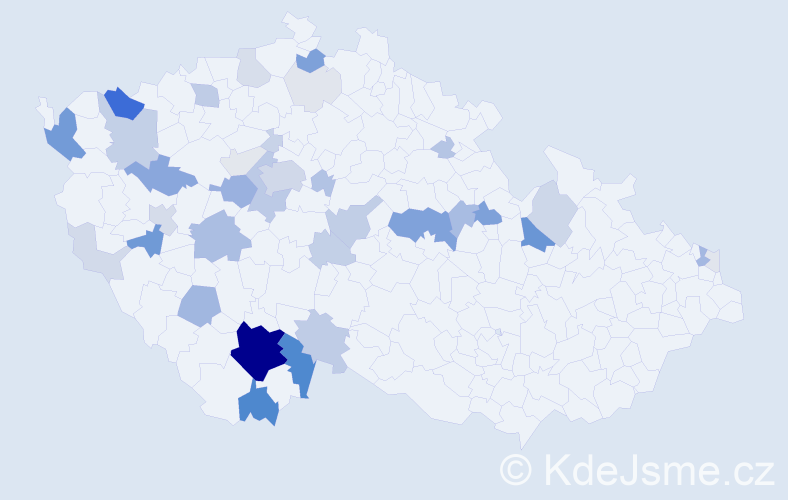 Příjmení: 'Kubata', počet výskytů 156 v celé ČR