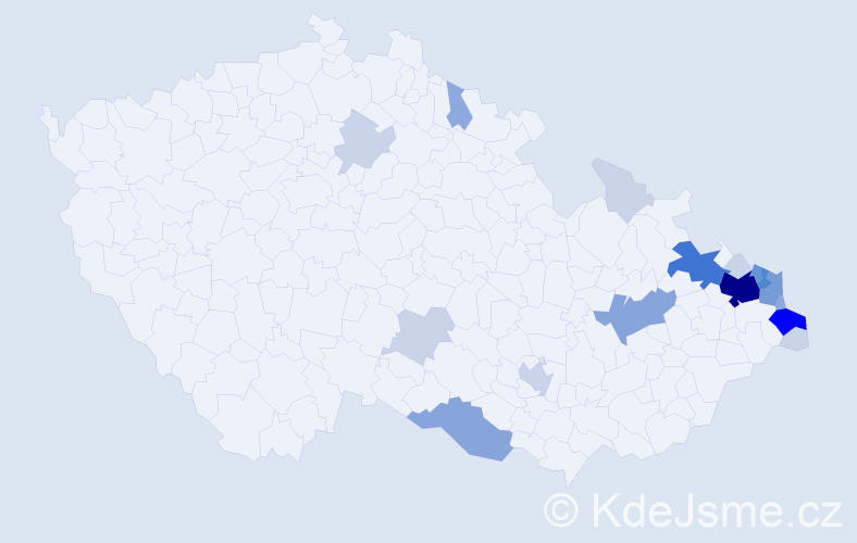 Příjmení: 'Kohutek', počet výskytů 65 v celé ČR