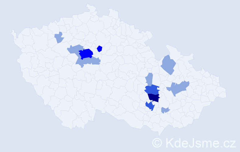 Příjmení: 'Koháčková', počet výskytů 27 v celé ČR