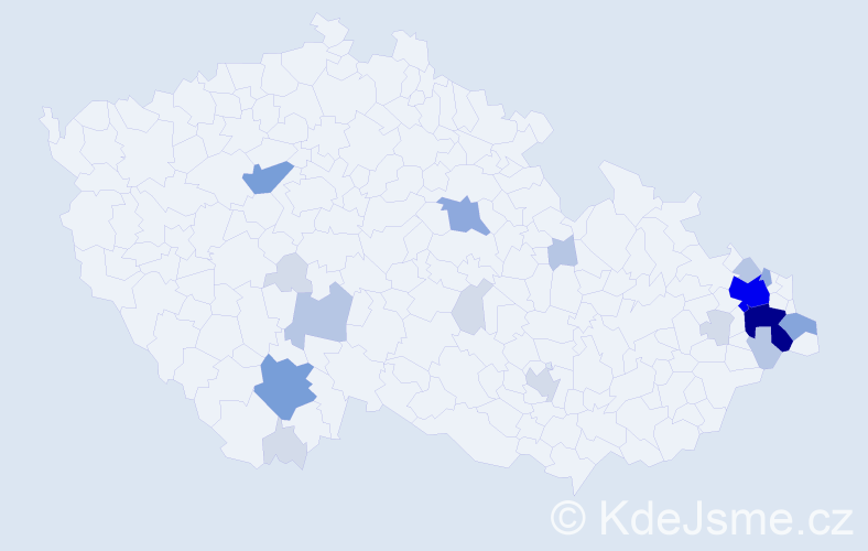 Příjmení: 'Pavlosek', počet výskytů 64 v celé ČR