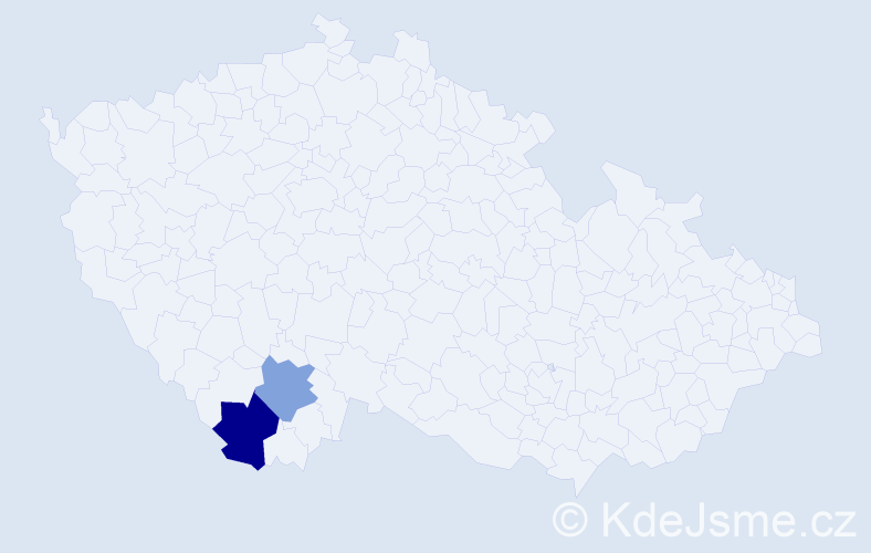 Příjmení: 'Kandlíková', počet výskytů 5 v celé ČR
