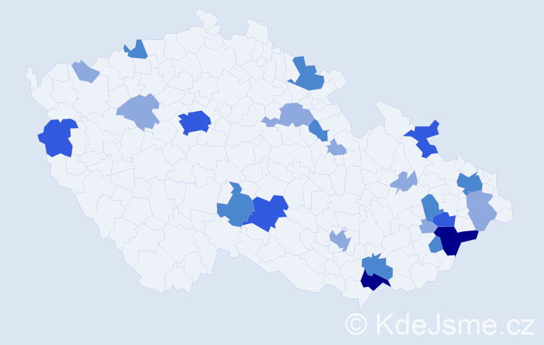 Příjmení: 'Batrlová', počet výskytů 50 v celé ČR
