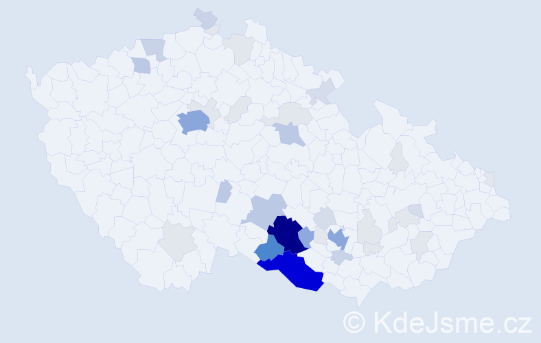 Příjmení: 'Bartesová', počet výskytů 154 v celé ČR