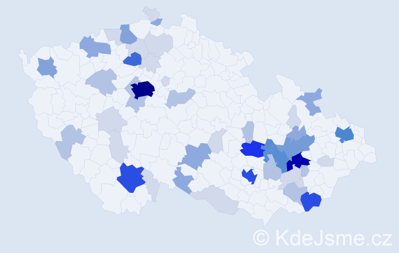 Příjmení: 'Pitner', počet výskytů 168 v celé ČR
