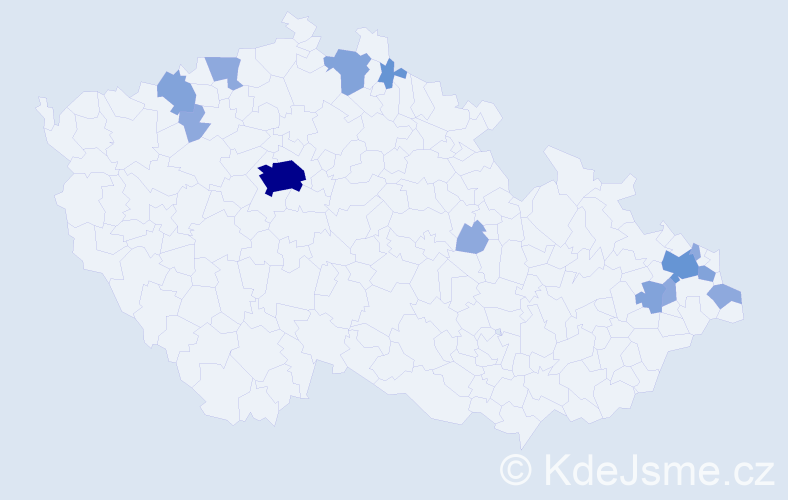 Příjmení: 'Csibová', počet výskytů 28 v celé ČR