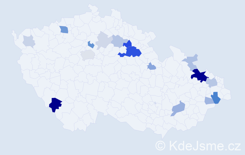 Příjmení: 'Francek', počet výskytů 54 v celé ČR
