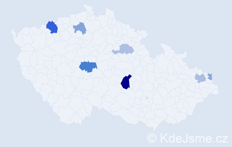Příjmení: 'Gončar', počet výskytů 13 v celé ČR