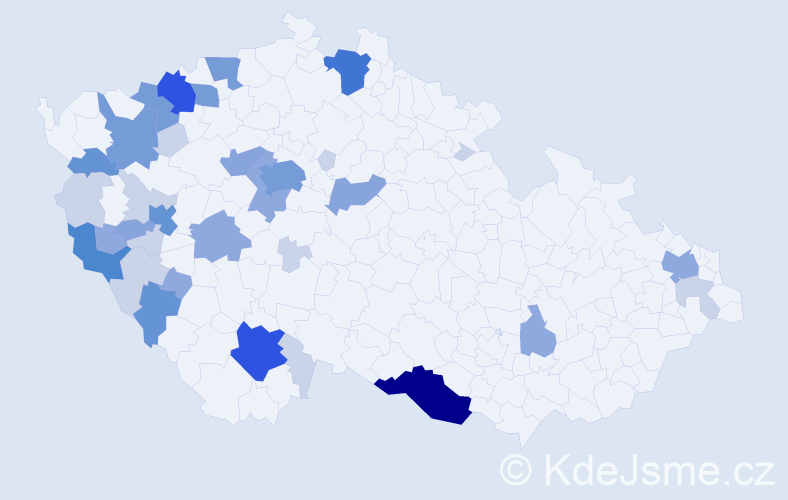 Příjmení: 'Karl', počet výskytů 108 v celé ČR