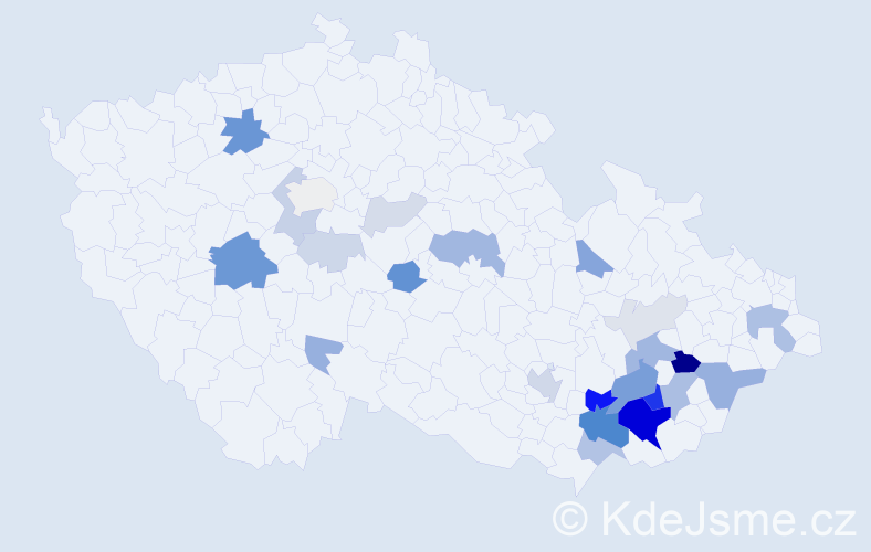 Příjmení: 'Trňák', počet výskytů 84 v celé ČR