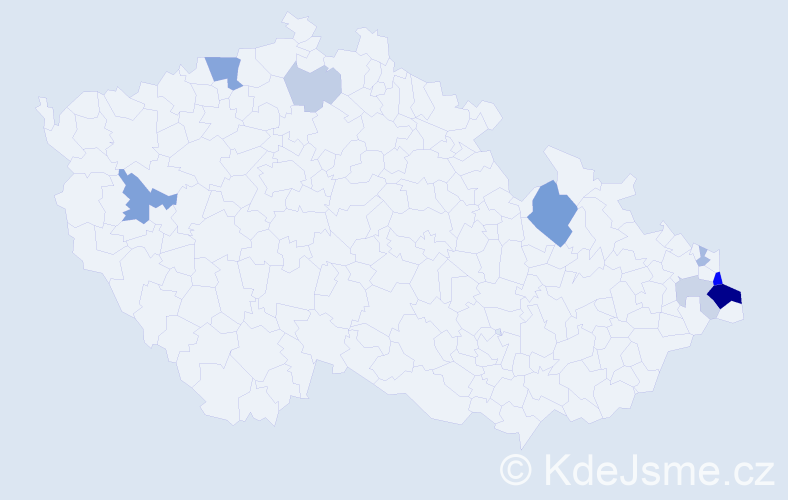 Příjmení: 'Kulhanek', počet výskytů 22 v celé ČR