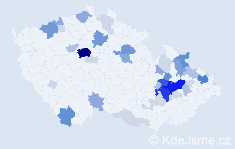 Příjmení: 'Pečová', počet výskytů 132 v celé ČR