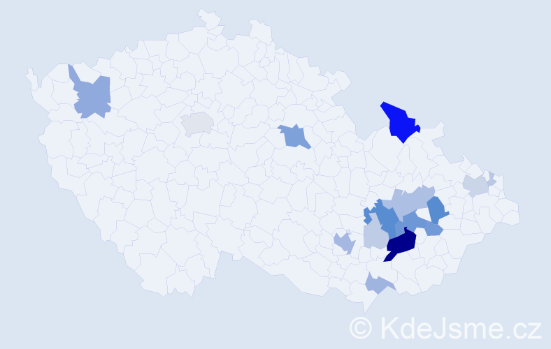 Příjmení: 'Kucián', počet výskytů 64 v celé ČR