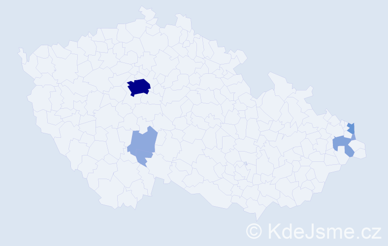 Příjmení: 'Jeleň', počet výskytů 16 v celé ČR