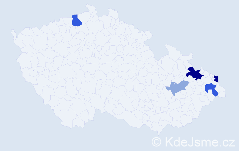 Příjmení: 'Bobčák', počet výskytů 17 v celé ČR