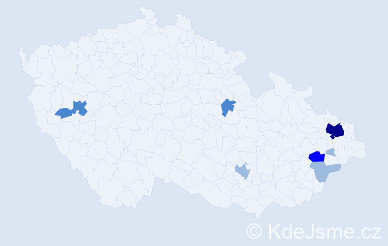Příjmení: 'Kutačová', počet výskytů 16 v celé ČR