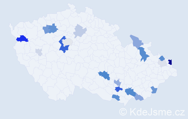 Příjmení: 'Zúbková', počet výskytů 44 v celé ČR