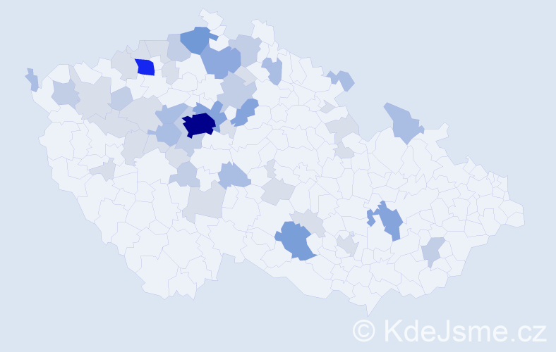Příjmení: 'Jetel', počet výskytů 128 v celé ČR