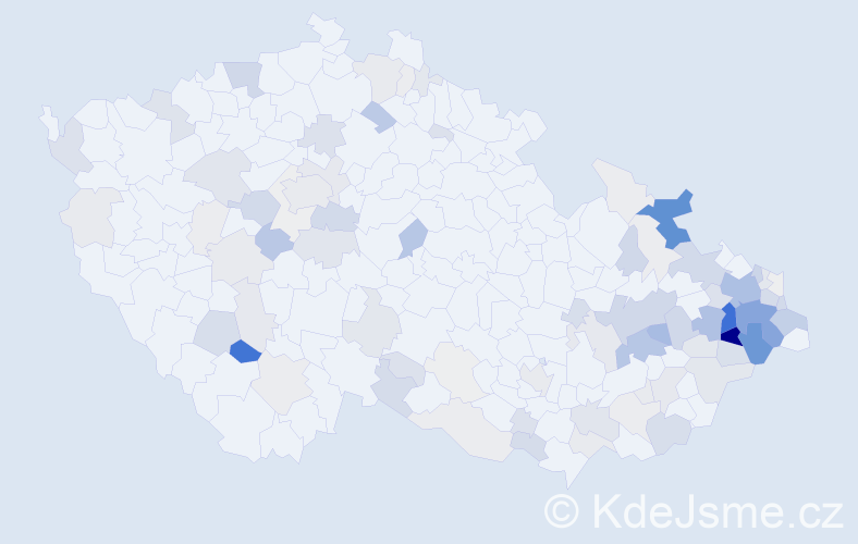 Příjmení: 'Konvička', počet výskytů 439 v celé ČR