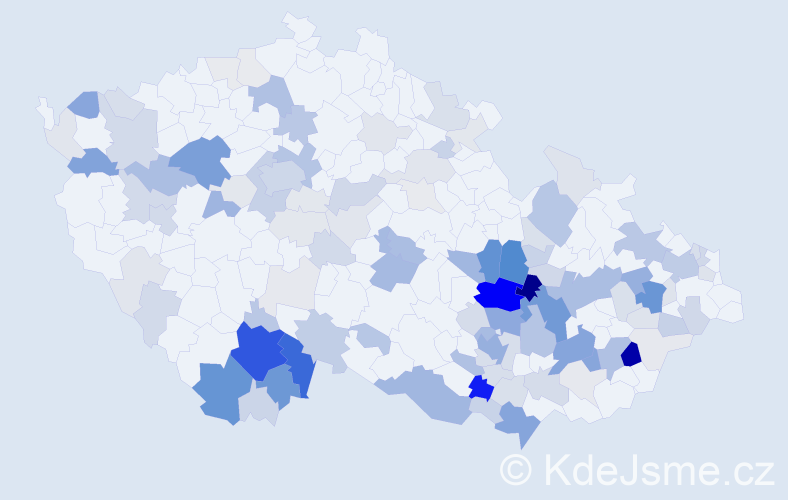 Příjmení: 'Korčáková', počet výskytů 418 v celé ČR