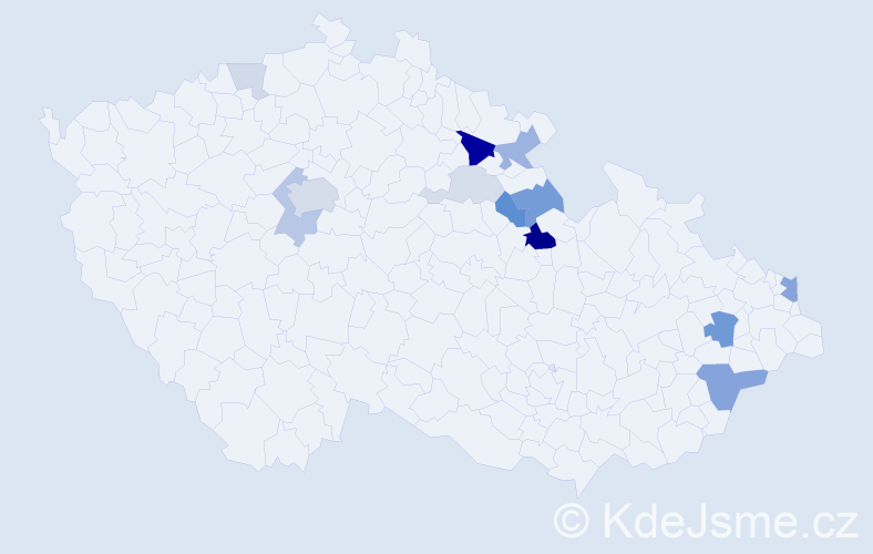 Příjmení: 'Lédr', počet výskytů 36 v celé ČR