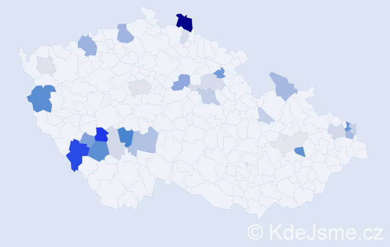 Příjmení: 'Podlesná', počet výskytů 84 v celé ČR