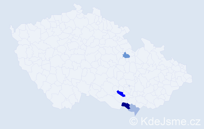 Příjmení: 'Rigasová', počet výskytů 6 v celé ČR