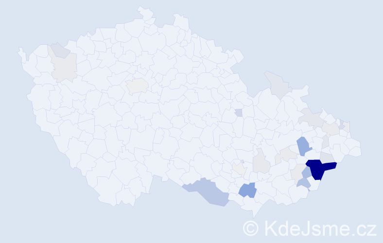 Příjmení: 'Mikulenčák', počet výskytů 96 v celé ČR