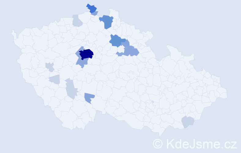 Příjmení: 'Čistecký', počet výskytů 48 v celé ČR