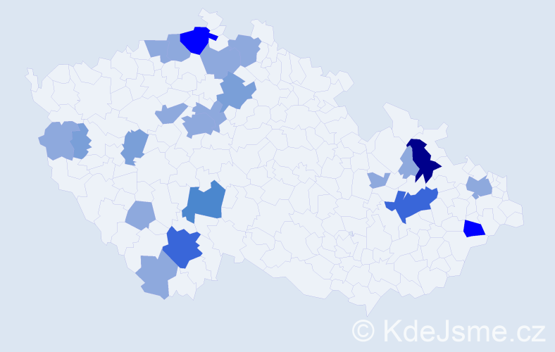 Příjmení: 'Rončáková', počet výskytů 47 v celé ČR