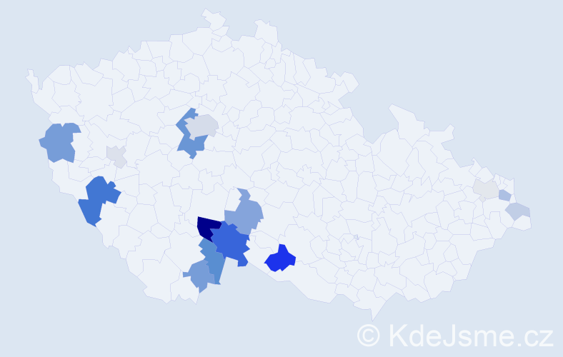 Příjmení: 'Klečatská', počet výskytů 42 v celé ČR