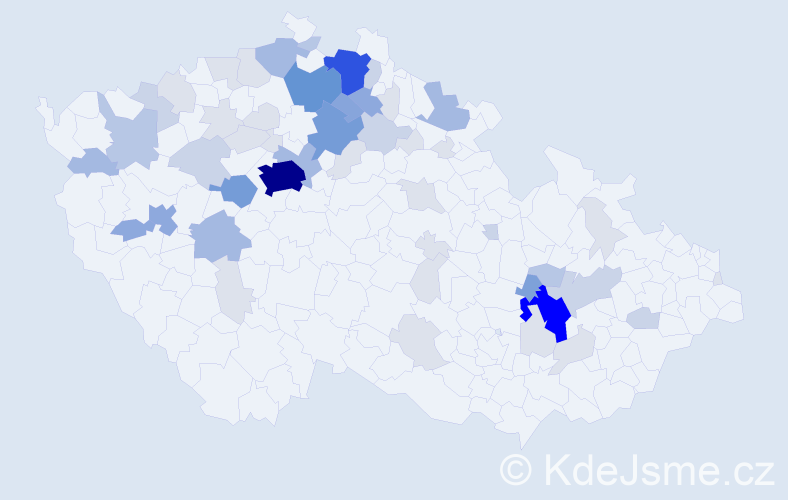 Příjmení: 'Rajtrová', počet výskytů 179 v celé ČR