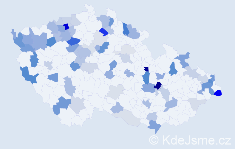 Příjmení: 'Bednár', počet výskytů 211 v celé ČR