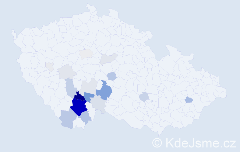 Příjmení: 'Kočer', počet výskytů 73 v celé ČR