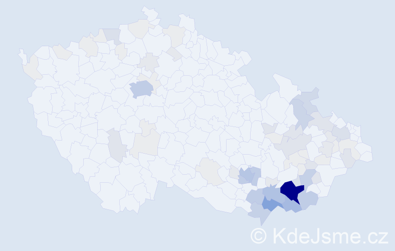 Příjmení: 'Křiváková', počet výskytů 284 v celé ČR