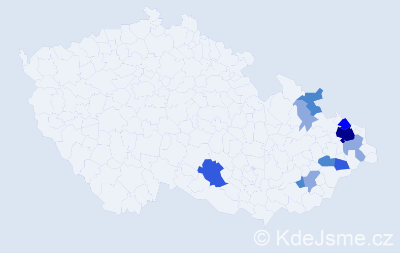 Příjmení: 'Kij', počet výskytů 25 v celé ČR