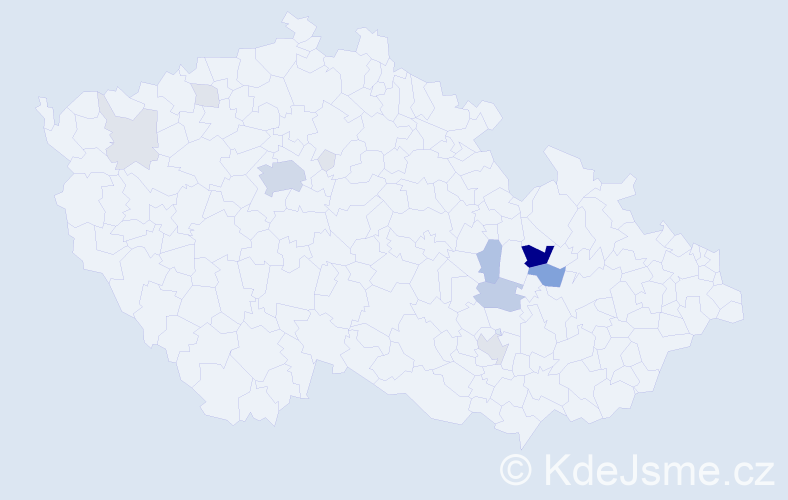 Příjmení: 'Vyjídáček', počet výskytů 52 v celé ČR