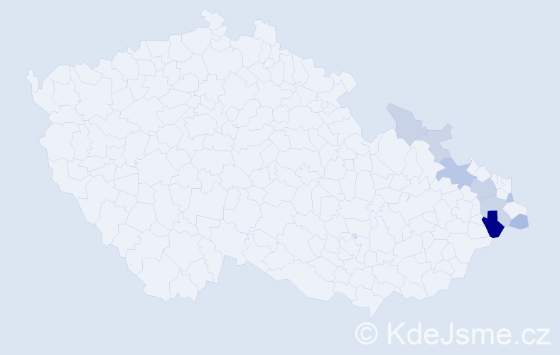 Příjmení: 'Česlarová', počet výskytů 21 v celé ČR