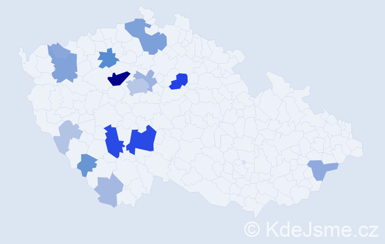 Příjmení: 'Hanzák', počet výskytů 61 v celé ČR