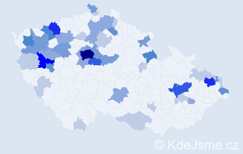 Příjmení: 'Fehér', počet výskytů 137 v celé ČR