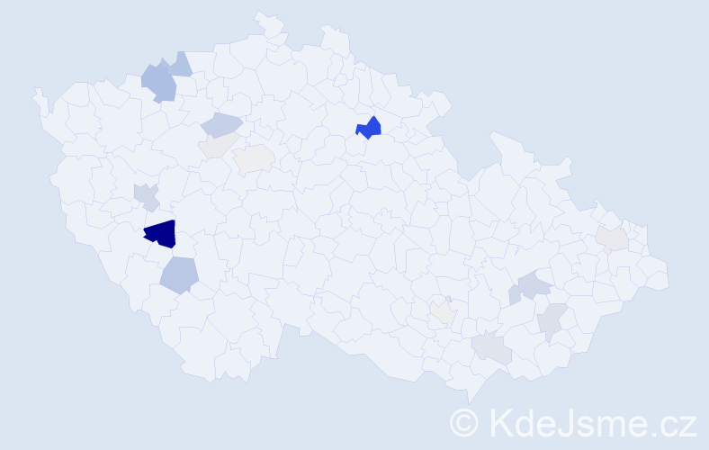 Příjmení: 'Březák', počet výskytů 45 v celé ČR
