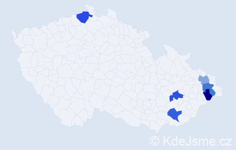 Příjmení: 'Kochaň', počet výskytů 11 v celé ČR