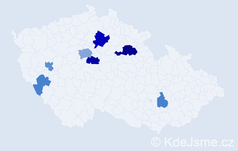 Příjmení: 'Malyar', počet výskytů 19 v celé ČR