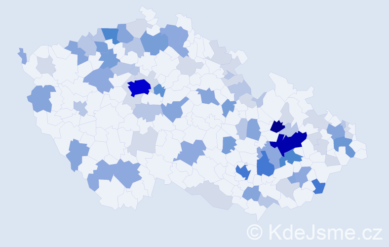 Příjmení: 'Mišák', počet výskytů 246 v celé ČR