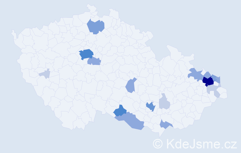 Příjmení: 'Gallus', počet výskytů 52 v celé ČR