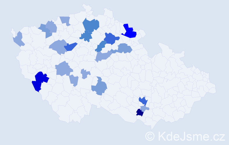 Příjmení: 'Šobková', počet výskytů 54 v celé ČR