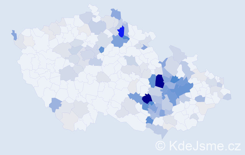 Příjmení: 'Crha', počet výskytů 560 v celé ČR